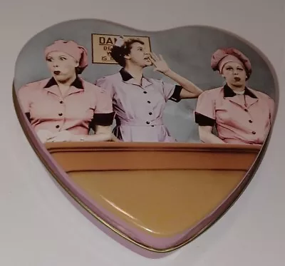 I Love Lucy Ricardo Ethel Chocolate Factory Tin Metal Box Heart Shaped • $20.10