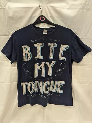 You Me At Six Bite My Tongue Navy T-shirt Size M 100% Cotton • £8.99