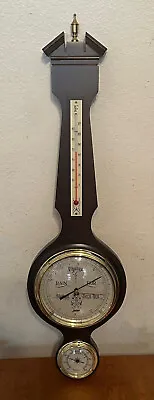 Vintage JASON Wood Brass Weather Station Barometer Thermometer Hygrometer Japan • $65