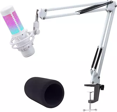 QuadCast Boom Arm White - Professional Studio Mic Arm With Microphone Cover Foam • £27.79