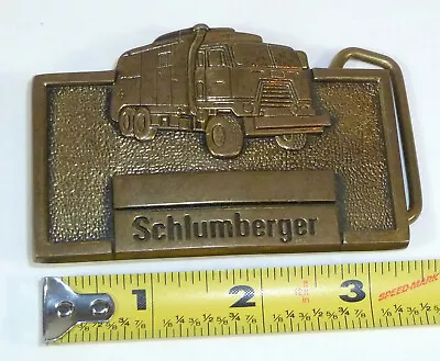 Schlumberger - 1972 Vintage Sold Brass BTS Belt Buckle - Petroleum Oil Trucking • $25