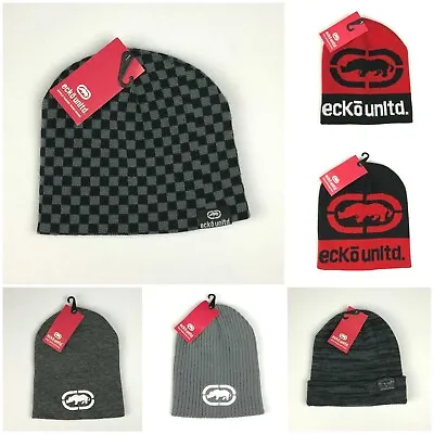 NWT Men's Ecko Unltd Beanie Acrylic Knit One Size. Red Black Gray White • $14.95