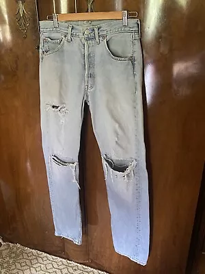 Levi’s Genuinely Distressed Vintage 1990’s Men’s Jeans 501 W32 L32 • £30