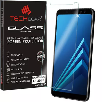 Genuine TECHGEAR TEMPERED GLASS Screen Protector For Samsung Galaxy A8 (2018) • £2.95