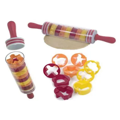 £8.95 • Buy Roll & Store Pin Roll Chillable Rolling Pin With 9 Cookie Cutters Cake Baking