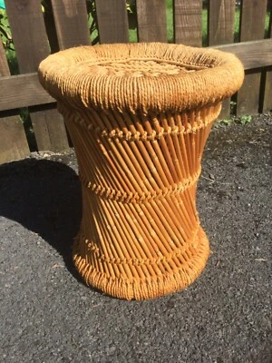 £38 • Buy Hand Woven Bamboo & Hemp Stool Boho Tiki Tam Tam Plant Stand
