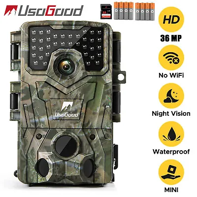 36MP Wildlife Trail Camera 4K Game Outdoor Night Vision Hunting Cam&32GB SD Card • £48.99