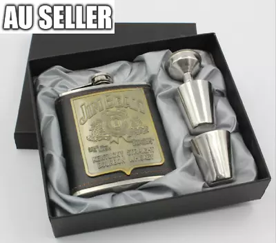 $29.99 • Buy 7oz Jim Beam Stainless Steel Hip Flask, Funnel & 2 Shot Cups Club Party 