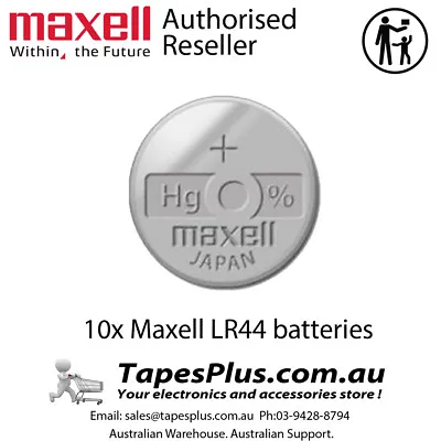 10x Maxell LR44 A76/AG13 Battery Button Cell Batteries Child Safety Packaging • $13.95
