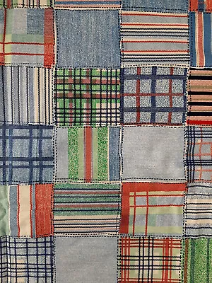 Cotton Fabric Cranston Schwartz Liebman USA Patchwork Madras Blue 3 Yds X 44 • $26.99