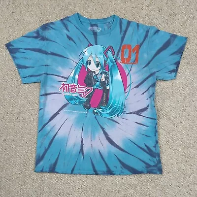 Hatsuke Miku T Shirt Mens Medium Blue Tie Dye Graphic Print Vocaloid Anime Manga • $24.88