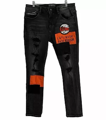 Cult Individuality Punk Super Skinny Black Jeans 36 34 X 31 Make Love Not War • $99.99