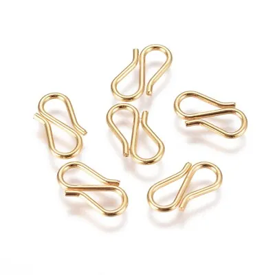 20Pcs Golden 304 Stainless Steel S Hook Clasps DIY Jewelry Findings 12.5x6.5x1mm • $6.29