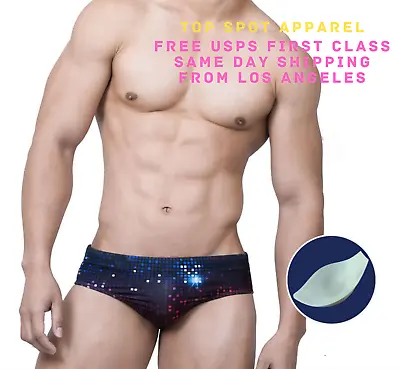 Mens Swim Briefs | Pouch Enhancing Disco Beach Wear | Cruise Vacation | Swimsuit • $16.75