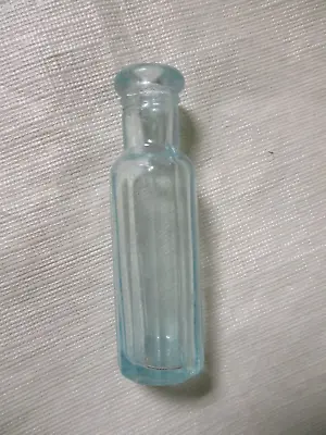 Vintage 3  Miniature Blue Tint Ribbed Glass Bottle • $5