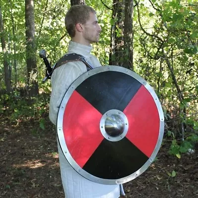 Medieval Round Shield Viking Shield Unique Battle Design Shield Wooden 24 Inch • $79.99