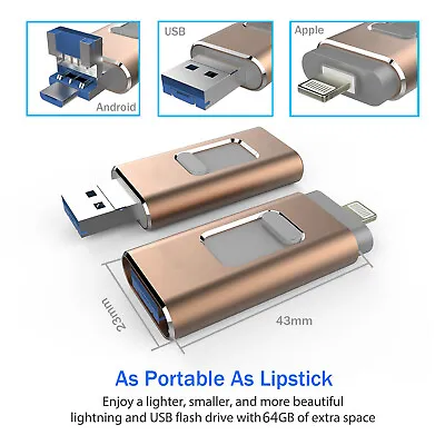 2TB USB 3.0 Flash Drive Memory Photo Stick For IPhone Android IPad Type C 4 IN1 • £11.98