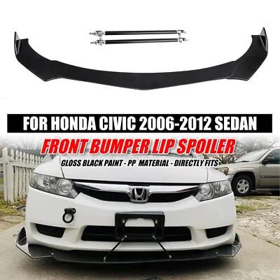 For 09-11 Honda Civic Mugen Style Front Bumper Chin Lip Body Kits Glossy Black • $66.69