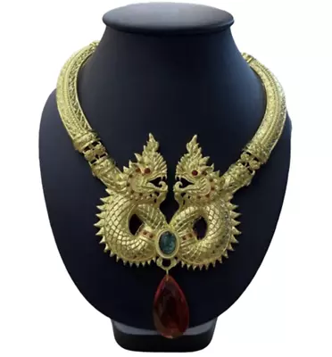 Naga Gold Necklace Thai Jewelry Buddha Amulet Pendant Talisman Lucky Wealth • $64