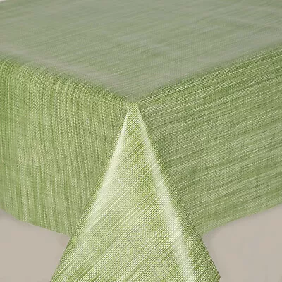 Hessian Linen Look Green Pvc Wipe Clean Vinyl Tablecloth • £5.14