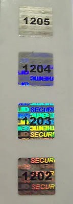 SV5# 100 Square .5  SVAG #'d Security Hologram Labels Stickers  • £11.52