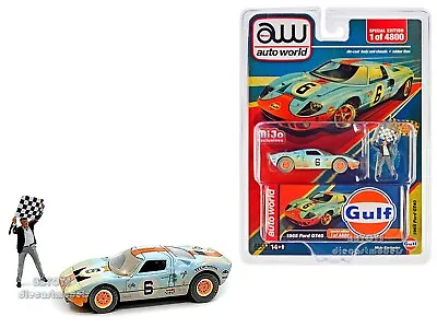 1965 Ford Gt40 #6 (raced Version)  Gulf  W/figure 1/64 By Auto World Cp8053 • $14.99