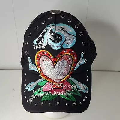 Ed Hardy Christian Audigier Snapback Cap Trucker Hat Skull Heart Vintage Tattoo • $29.74