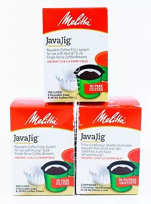 3 Melitta JavaJig Reusable Single Serve Coffee Filter System = 6cups +180filters • $17.99