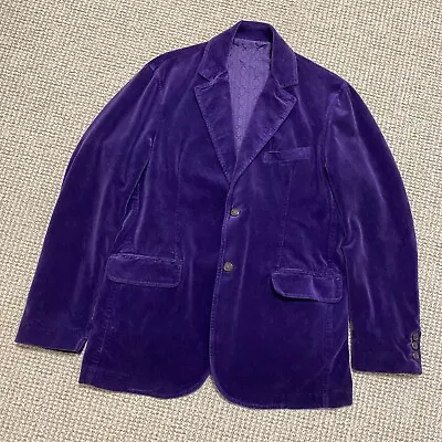 Etro Vintage Mens Velvet Corduroy Purple Blazer 2 Buttons Made In Italy Size XL • $165