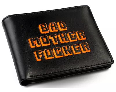 Black Orange Embroidered Bad Mother Fu**er Leather Wallet As In Pulp Fiction • $26