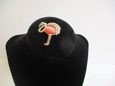 Vintage Flamingo Pink Jelly Belly Cabochon Brooch Pin AAi Brand • $22.99