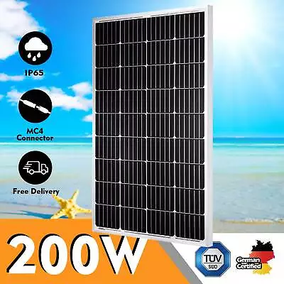 200W 12V Solar Panel 23% High Efficiency Moncrystalline Module RV Marine Boat • $155.99