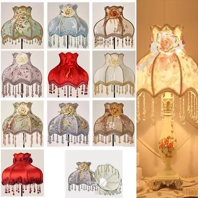 European Fringe Lamp Shades Retro Bead Lace LampShades Floor Table Lamps Decor • $75.89