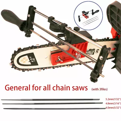 Universal Chainsaw Sharpener Manual Bar Precision Chain Filing Guide W/3 Files • $22.99