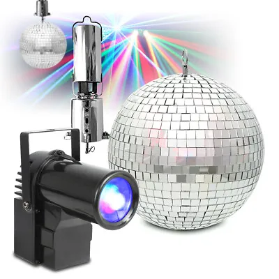 Battery Powered Glitter Mirror Ball 8  Spot Light Wedding Disco PS10W & G007NWS • £79.99