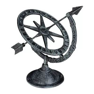 Antique Sundial Cast Iron Outdoor Ornament Clock Garden Decoration Weatherproof • £47.90