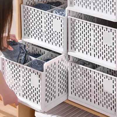 XL Stackable Wardrobe Drawer Unit Organizer Clothes Storage Boxes With 8 Divider • £11.94