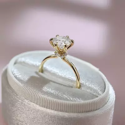 2Ct Round Cut Lab-Created Diamond Women Engagement Ring 14k Yellow Gold Plated • $90.50