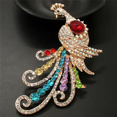 $4.13 • Buy Gifts Rhinestone Peacock Color Crystal Animal Betsey Johnson Charm Brooch Pin