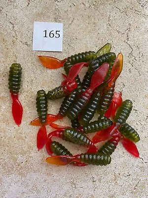 Item#165  3  24ct Watermelon W/fire Stinger Tail Grub Soft Plastics Bait Fishing • $6.75