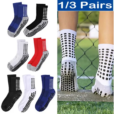 3 Pair Anti Slip Non Skid Slipper Hospital Socks With Grips For Adults Men Women • $8.39