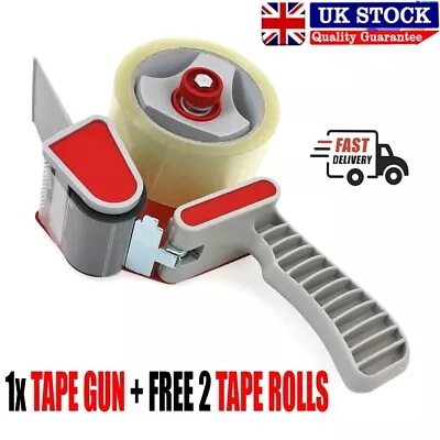 Tape Gun Dispenser Heavy Duty Metal Hand Parcel Packing 48mm-66mm 2 Tapes Rolls • £7.89