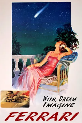 Wish Dream Imagine Driving A Ferrari Italian Car Vintage Poster Repro FREE S/H • $17.90