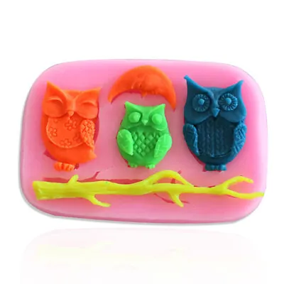 £5.24 • Buy Silicone Mould Owl Moon Fondant Decorating Mold Cake Chocolate Soap DIY Tool