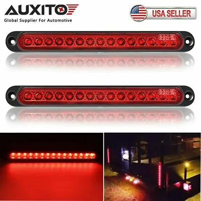 2PCS 10  15 LED Red Sealed Trailer Truck&RV Stop Tail Rear Brake Turn Light Bar • $19.99