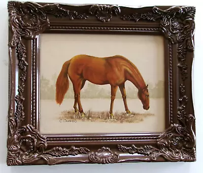 Vintage Original Hand Painted Horse Portrait Realistic Oil Painting By C. Carson • $99.95