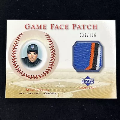 2002 Mike Piazza Sn 039/100 Upper Deck Game Face Patch 5 Color Stitches !! Mets • $22