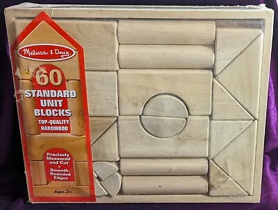Melissa & Doug 60-Piece Standard Unit Blocks Building Blocks For Kids Wooden Toy • $48.95