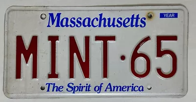 MASSACHUSETTS Vanity License Plate #MINT-65 (1965) • $9.97