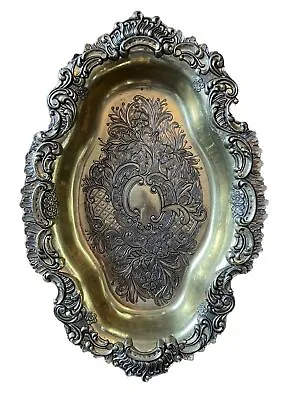 Vintage Mod Dep 2100 Brass Plate Made In Italy 12 3/4” X 8.5” Ornate Flowers • $35.99